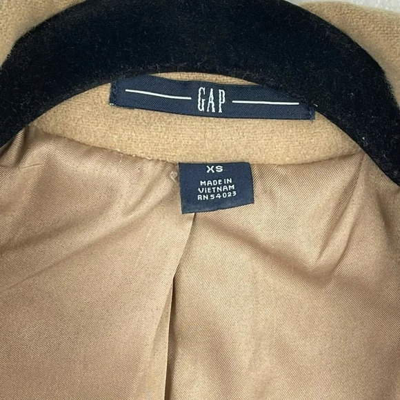 GAP Coat Women's Sz XS Duffle Toggle Collared Pocket Strap Lined Wool Brown Tan - Picture 10 of 11